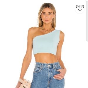 Susana Monaco Asymmetric Light Blue Crop Top in Breathe